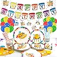 Art Birthday Party Supplies - Paint Party Tableware Set - Plates, Cups, Napkins, Straws, Tablecloth, HAPPY BIRTHDAY Banner, Hanging Swirls, Balloons for 20 Guests