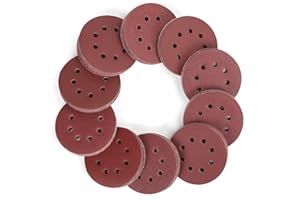 WORKPRO 150pcs Sanding Discs, 125mm/5-inch Sandpaper Set, Hook and Loop, 8 Holes, 60/80/100/120/150/180/240/320/400/600 Grits Assorted for Random Orbital Sander