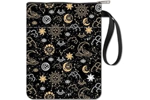 craspire Buchhülle Mond Buchschutz Sonne Tarot Buchumschläge Für Taschenbücher Waschbarer Buchumschlag Aus Stoff Mit Reißverschluss Und Zusätzlicher Hüllentasche Für Buchliebhaber Klassenkameraden