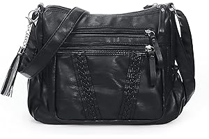 VOLGANIK ROCK Ladies Handbag Soft PU Leather Crossbody Bag for Women Lightweight Shoulder Bag Multi Pockets Crossbody Handbag for Women Ladies