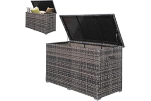 Direct Wicker 998L Outdoor Patio Cushion Patio Furniture Storage Box, Wind, Rain, UV Resistant Storage Box with Lid, Pool Accessories, Aluminum Frame, Unlockable, Brown