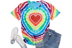 tiorhooe Pride Shirts for Women LGBT Pride Flag Heart T Shirt Gay Pride Month Short Sleeve Top…