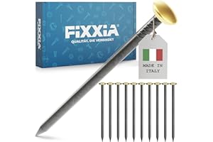 FIXXIA Lot de 30 clous pour tableau, avec ou sans aide à l'enfoncement - Diamètre : 2 mm - Noir - Avec tête décorative dorée ou argentée de 6 mm de diamètre - 20, 25, 30, 40, 50 mm - Clous en béton -