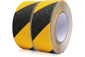 BOMEI PACK Nastro Adesivo Antiscivolo, Nastro Antiscivolo, Nastro Adesivo di Sicurezza Forte per Interni ed Esterni, 2 Rotoli Nero e Giallo 50mm×10m totale 20 metri