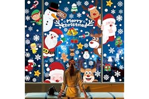 DURINM 248 Adesivi Vatalizi Per Vetro Riutilizzabili Per Finestre Vetrofanie Fiocchi di Neve per Natale Finestra Vetrina Decorazioni natalizie per la casa Vetrofanie saldi Fiocco di Neve Stickers
