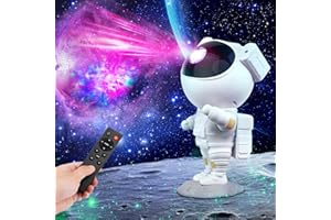 hangyiwei Proiettore Stelle Soffitto, Astronauta Proiettore Stelle, LED Proiettore Cielo Galassia Soffitto con Timer e Telecomando, Luce Notturna Bambini, Regali Ragazza Ragazzi Room Decor Blanco
