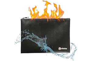 ‎EFFEKTIVO effektivo Banktasche feuerfest wasserfest Dokumententasche Aktentasche mit Feuerschutz, mit Innentasche, schwarz