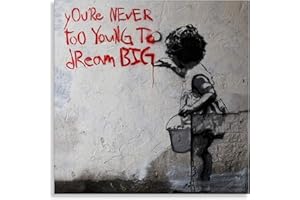 KUNSTBRUDER Nadruk na płótnie Banksy Graffiti - obraz Dream Big Farb! Obraz gotowy na blejtramie! Wydruki artystyczne, obrazy ścienne, obrazy do dekoracji - bezpośrednio vo (40 x 40 cm)