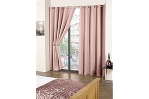 Emma Barclay – Blackout Curtains for Bedroom Living Room Thermal Insulated Woven Eyelet Blackout Curtains Cali Collection (90” x 90” Inch)(Blush Pink)
