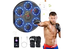 HSYFUNA Music Boxing Machine, Beatpunch 12 Vitesses et Modes, Boxing Machine avec Comptage et Bluetooth, Affichage LED, Contrôle du Volume, Gants de Boxe, pour Adultes et Enfants Entraînement