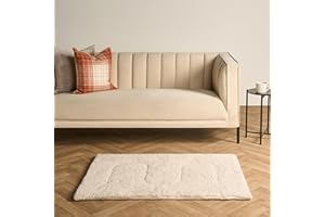 Brentfords Dog Blanket Large Sherpa Fleece Blanket for Dogs Cat Kittens Super Soft Quilted Pet Blankets Warm Washable Fleece Throw Protects for Bed and Sofa, Cream - 75 x 100cm