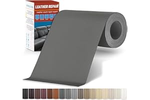 SGOOYIR Patch de Réparation en Cuir Gris moyen, 10x200cm Auto-adhésif Simili Cuir Autocollant, cuir Autocollant pour Réparation Canapé, Siège Auto, Sac, Veste
