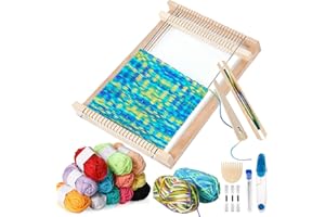 TEBOKHAD Webrahmen Kinder, Holz Webrahmen für Kinder von 4–12 Jahren, Webstuhl Handarbeits, DIY Webstuhl Set für Erwachsene und Anfänger, 29×19cm