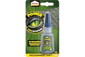 Pattex Crocodile Power - Colle Instantanée (flacon de 15 g) – Colle forte rapide, puissante et résistante – Colle transparente à séchage rapide multi-matériaux