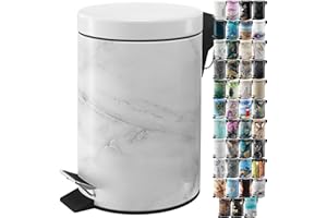 Sanilo Poubelle de Salle de Bain 3L avec système d’abaissement automatique, Nombreuses nouvelles Poubelles à Cosmétiques au choix, Poubelle avec seau intérieur (Marbre)