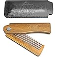 Viking Revolution Folding Beard Comb w/Carrying Pouch for Men - All Natural Wooden Beard Comb w/Gift Box - Green Sandalwood Comb for Grooming & Combing Hair, Beards and Mustaches by