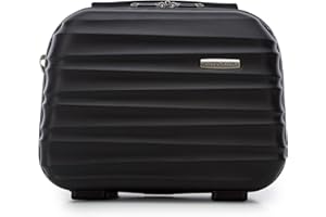 WITTCHEN Kosmetikkoffer Reisekoffer Handgepäck Kabinengepäck Rollkoffer Hartschale aus ABS Zahlenschloss Groove Line Schwarz
