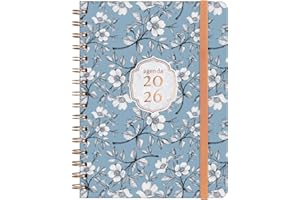 Finocam – Agenda Spirale 2026 Semaine sur 2 pages Présentation verticale | Janvier – Décembre | Agenda annuel 2026 avec élastique | Double spirale Couverture rigide You – Cotton – International