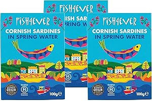 Fish 4 Ever | Cornish Sardines in Spring Water 100g – Sustainably Fished in the UK, Clean Ingredients, Gluten-Free, No Additives, High in Omega-3, Ready to Eat |100g (Pack of 3)