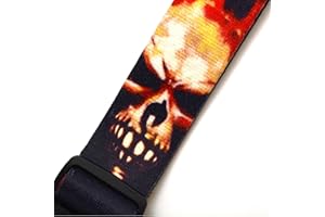 Elagon SK - Sangle de guitare tête de mort pour guitare électrique, guitare acoustique, guitare basse et autres instruments à cordes.