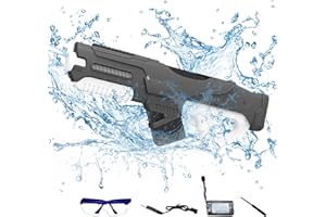 FUFRE Elektryczny pistolet na wodę, automatyczny pistolet do odsysania wody za pomocą jednego przycisku, z akumulatorem do ponownego ładowania, zasięg 80 m, dla dzieci i dorosłych, na plażę, do zabawy w