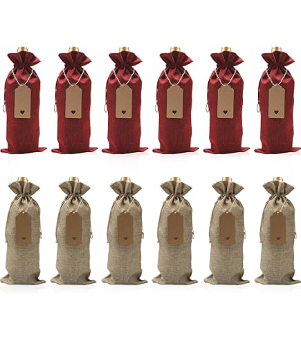 DOI-LANEE Borsa Regalo Per Vino In Iuta - Con Coulisse, Ideale Per Feste E Decorazioni - Design Divertente DL512