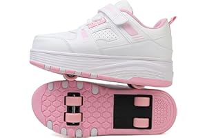 Skridsko Schuhe mit Rollen für Jungen & Mädchen, Outdoor Turnschuhe mit Rollen für Kinder, 2-in-1 Rollschuhe Schuhe mit 4 Rollen für Ostern Geburtstag Weihnachten