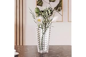 Queensway Home & Dining Crystal Look Heavy Glass Bouquet Flower Vase Holder for Home Table Decor Wedding Centrepiece Dining and Living Rooms