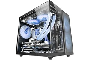 Mars Gaming MC-NOVAM, Case Compatto Custom MicroATX, Vetro Temperato Continuo Doppia Finestra, Telaio Modulare Doppia Camera, Griglia Frontale, Supporto Raffreddamento Liquido, Connettore USB-C, Nero