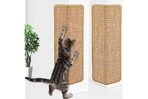 FCHERP 2er-Kratzmatte Katze aus Sisal,60x30cm Heftklammer Kratzbretter an Ecker, Kratzteppich, katzenkratzbretter,kratzmöbel schutzung,Kratzschutz an Wand/Sofa/Bett