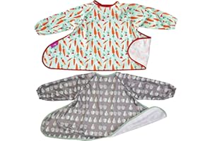 Tidy Tot Baberos para la diversificación alimentaria. Babero básico de manga larga. El babero impermeable se adhiere a la bandeja de manga larga.