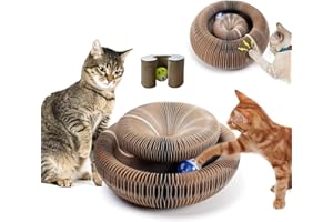 WOSYNM Katzen Kratzbrett,Magic Organ Cat Scratching Board, 2-in-1 Cat Kratzbrett mit Glöckchen, Foldable Convenient Cat Scratcher Durable Recyclable, Cat Scratcher Cardboard House
