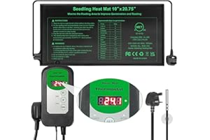 RC SLL Seedling Heat Mat 10" x 20.75" and Digital Thermostat Combo Set,Waterproof Plant Heating Mat with Thermostat Controller for Indoor Seed Starting and Plant Germination