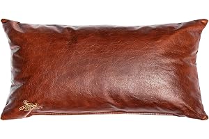 Centaur – dekorativ läderkudde 50 x 30 cm för soffa eller sovrum nötbrun – äkta läderkudde äkta läder soffkudde läderutseende