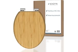 SCHÜTTE WC-Sitz BAMBOO mit Absenkautomatik aus Bambus, nachhaltiger Toilettendeckel mit 175kg Belastbarkeit, Toilettensitz mit Brille, Klodeckel für WC, Holz Klobrille