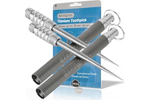 ‎AZENGEAR aZengear Titan-Zahnstocher mit Schlüsselring (2 Stück) Metall Schlüsselanhänger | leicht, tragbar, wiederverwendbar - am besten für Camping, Outdoor, Reisen, Picknicks