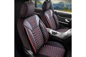‎GIOVANNI BUTTI GIOVANNI BUTTI Autositzbezüge Universal für PKW & SUV – Premium Vordersitze Auto Sitzbezug aus Piqué-Stoff, Schwarz-Rot, Airbag-Kompatibel Sitzauflage, Autoschonbezug, Vordersitz-Set inkl. Montageset