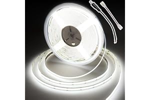 BERIXDEEP COB LED Strip Lights, Uniform DC24V LED Strip, 8mm Wide, CRI 90+, Dotless LED Tape for Room Decoration (No Power Supply), 10M, Cool White