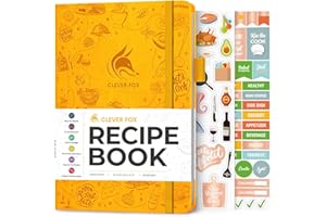Clever Fox Recipe Book - Make Your Own Family Cookbook & Blank Recipe Notebook Organizer, Empty Cooking Journal to Write in Recipes, A5 Hardcover, Stores 60 Recipes - Amber Yellow