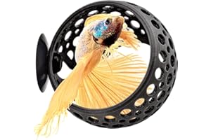 byMazy Cave Lounge, Hideout Fish Tank Ornament with Suction Cup for Betta, Fish and Shrimp to Swim-Through, Hide, Rest - Aquarium Decoration with Plant Holder (Black, Small)