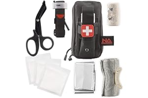 NASPORT® Garrot Tourniquet – Matériel Médical Professionnel pour Les Premiers Soins - Trousse Complète de Premiers Secours – Équipement Tactique Militaire – Bandages/Ciseaux/Couverture de Survie
