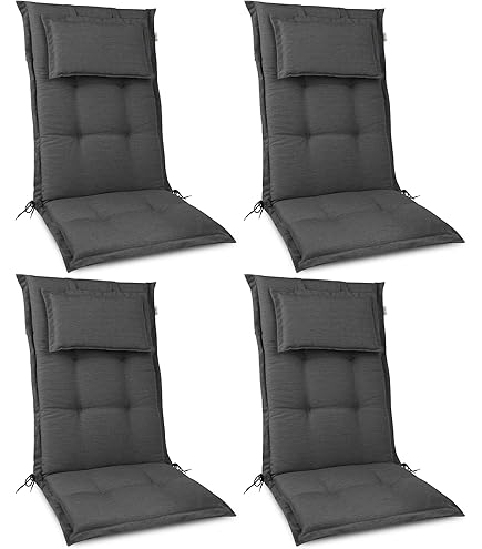Beautissu HighLux NL Zitkussen voor Tuinstoel Lage Rug Kussen 105x50cm Lichtgrijs - 4 Kussens voor Tuinmeubelen - 7 cm Dik - Made in EU - Lage Rug Tuinkussen