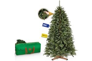 Royal Trees Sztuczna choinka 180 cm – świerk syberyjski, wiernie naturalny, gęsty, z 755 czubkami i drewnianym stojakiem, zielona, realistyczna, w zestawie torba do przechowywania