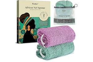 CORATED 2 pezzi Rete Africana per Esfoliazione, Reti Spugnetta per il Bagno, Pulizia Estetica della Pelle per Doccia e SPA (Viola Chiaro e Verde Chiaro)