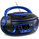 Denver Portable CD Player with Bluetooth, USB and FM Radio, Blue | Portable CD Player: Bluetooth, FM, USB-MP3, AUX, Headset,