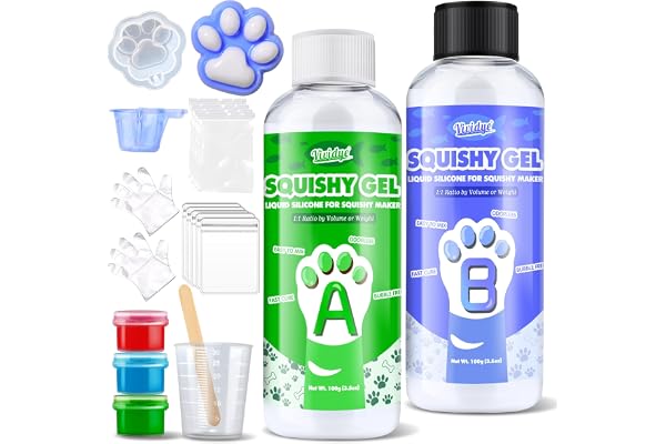 Fabrique a Squishy, 200g Fabricant de Squishy à Séchage Rapide avec Un Rapport AB de 1:1, Kits de Fabrication en Silicone Liquide Super Doux pour Les Squishies Taba, Cadeau de Décompression DI