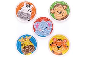 Baker Ross Jungle Chums labyrintspel "Djungelvänner" (6-pack) labyrint och bollspel, perfekt för barnpresenter, halloweenpartyartiklar, pinata-fyllmedel eller födelsedagspresenter