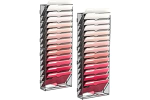 SUPTIDY 15-stöckiger Wand Zeitungshalter, Wandorganizer Büro, Metall Prospekthalter, Montage erforderlich, A4 Dokumentenablage, Schwarz, 2 Stück