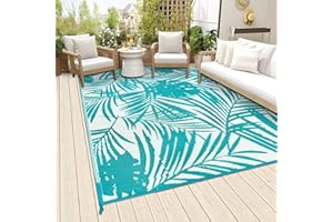 Famibay Outdoor Rugs for Garden Waterproof Patio Rug Reversible Plastic Straw Rug Camping Mat Portable Picnic Blanket for Balcony Deck Backyard Porch Beach BBQ