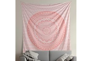 THE ART BOX Parete Boho Mandala Grande Arazzo Oro Rosa - 210x230 cm Indiano Cotone Hippie Parete Arredamento Bohemian Psychedelic Arazzi per Soggiorno